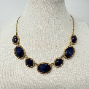 Monet Georgian Collet Necklace Blue Faceted‎ Anna Wintour Gold-Tone Marked